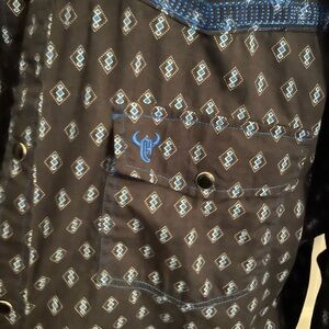 Stylish Black and Blue Patterned Dress Shirt